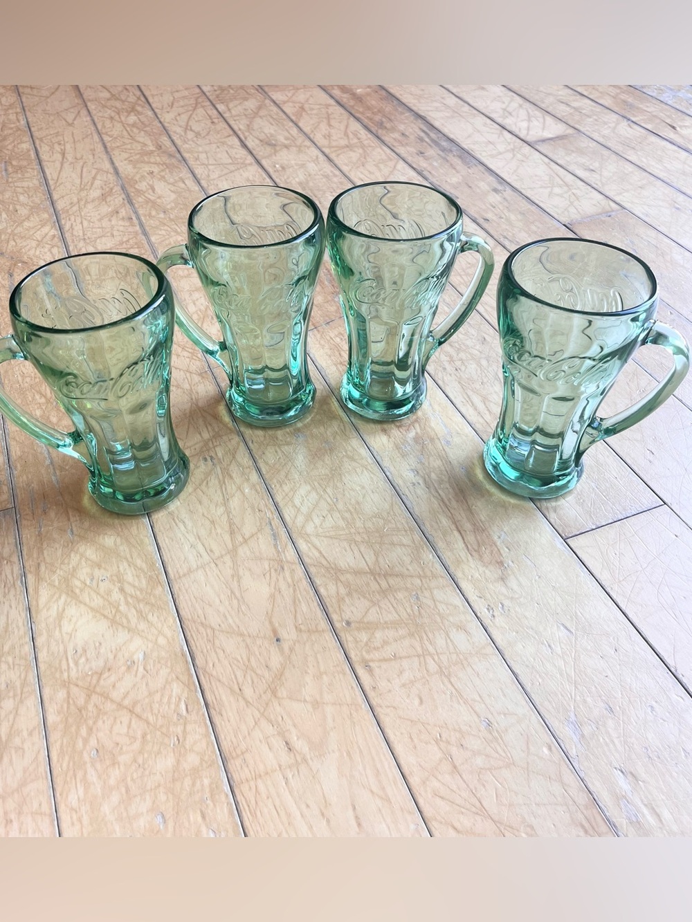 Coca Cola Coke Libbey Vintage Heavy Glass Mug Collectible with Handle - Set of 4